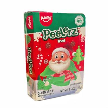 Imagem de Amos Peelerz Árvore de Natal para doces descascáveis 170 g, caixa de presente estilo livro, gomas de frutas de edição limitada de férias, textura descolável divertida, recheio de doces para crianças e