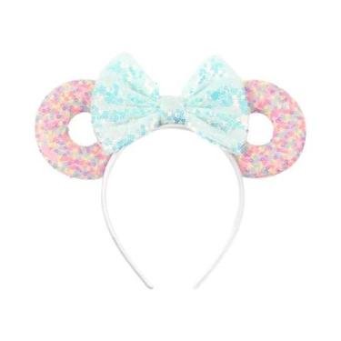 Imagem de Tiara De Natal Da Disney Para Meninas Com Orelhas De Rato, Laço De Lan