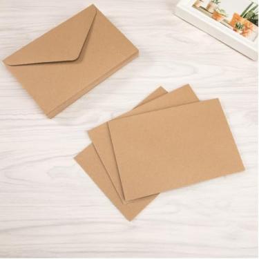 Imagem de Conjunto de 10 peças de papel Kraft Mini Envelope adequado para cartão de felicitações de casamento, faça você mesmo, artesanato carta e lembrancinha de festa