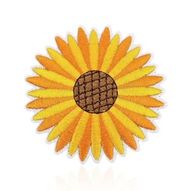 Imagem de Patch de gancho e laço de girassol, remendo bordado para roupas e mochilas – Emblema de flor amarela de 7,6 cm com suporte removível para jaquetas, bolsas e artesanato