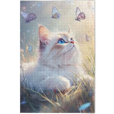 Imagem de Quebra-cabeças engraçados fofos para adultos 1000 peças natureza quebra-cabeça brinquedo arte família divertido quebra-cabeça personalizado divertido elefantes brancos, presentes, 75 x 50 cm