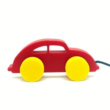 Imagem de Carro Com Cordão Brinquedo de Puxar Infantil Produzido Em PLA Biodegradável por Impressão 3d Indicado para Acima de Dezoito Meses