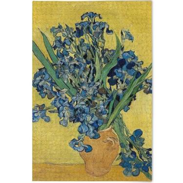 Imagem de Quebra-cabeça de vaso de íris personalizado Vincent Vangogh 500 peças presentes de elefante branco engraçados quebra-cabeças difíceis arte estampa animal, 52 cm x 37,8 cm