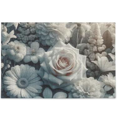 Imagem de Quebra-cabeça personalizado rosa flores margarida para adultos jogo de 1000 peças engraçado divertido mordaça presente quebra-cabeça animal arte impressão, 75 cm x 50 cm