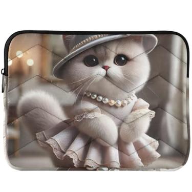 Imagem de Capa protetora para laptop de gato fofo e elegante, capa de computador universal de 13 a 14 polegadas, acessórios de computador para Macbook Pro de 14 polegadas