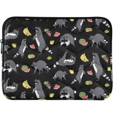 Imagem de Capa para notebook personalizada guaxinins animais doces preta capa para notebook para Mac Air 13 polegadas capa para laptop inchada 13-14 polegadas universal