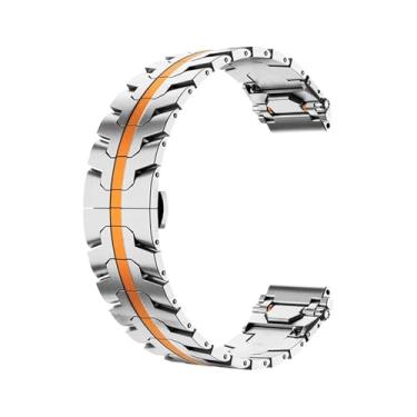 Imagem de BIK 20mm 22mm Banda de relógio de aço inoxidável para Samsung Galaxy Watch 06/07/5/4/3 40mm 44mm S3 Active2 para Huawei Relógio GT5 GT4 GT3 GT2E Watchbands(Silver orange,22MM)
