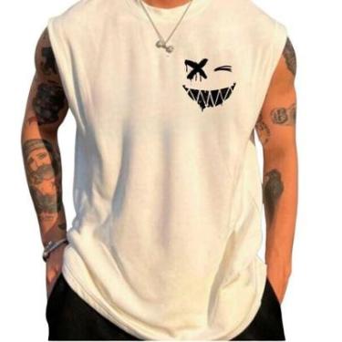 Imagem de Regatas Oversized Camiseta Cavada Masculina Streetwear 100% Algodão Estio e Conforto-Masculino