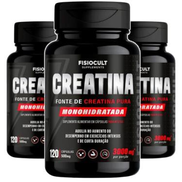 Imagem de 3x Creatina Monohidratada 120 Capsulas 3000 mg Suplemento Alimentar Us