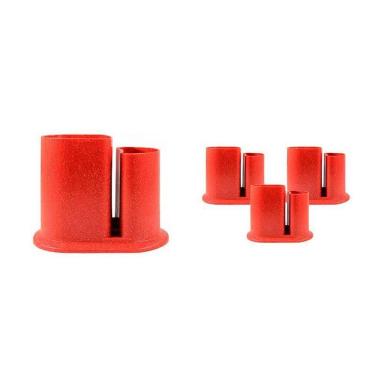 Imagem de Kit 4 Porta Lápis Duo Fibra Madeira Vermelho