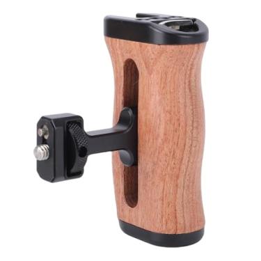 Imagem de Sanpyl Punho Lateral de Madeira para Gaiola de Câmera DSLR, Punho Ajustável para Cima e para Baixo Com Furo de Parafuso de 1/4 pol., Porta de Sapata Fria, para Gaiola de Coelho de