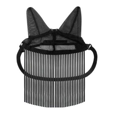 Imagem de harayaa Máscara anti-moscas para cavalos com proteção para orelhas, respirável e com borlas, ideal para treinamento em estábulos.