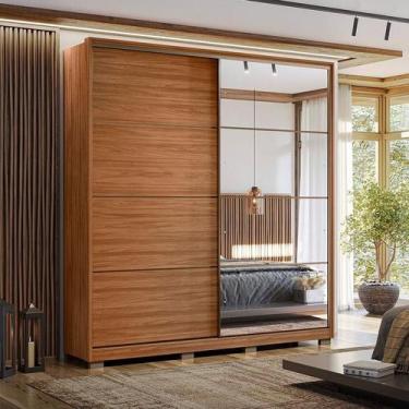 Imagem de Guarda Roupa Casal Belga Ambiente Nogueira Touch Flex com Espelho e Pé