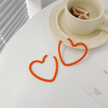 Imagem de Brincos Love Coloridos Acrílico Geométrico Coração Grande Argolas Dopamina Coração Amor Exagerado Brinco de Argola (03)