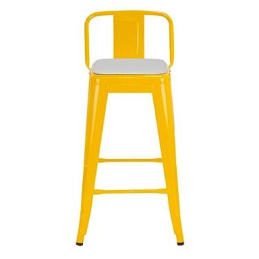 Imagem de Loft7, Banqueta média Iron Tolix encosto 66 cm design industrial com almofada