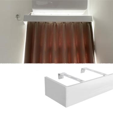 Imagem de Cortina blackout premium com painel de pelmet – Cornija de trilho de cortina longa branca, suporte de teto/parede, sem trilhos, ideal para quartos, 3,2 m (10,5 pés)