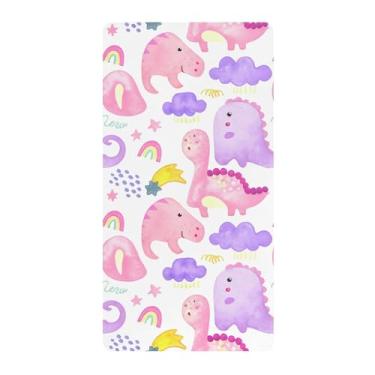 Imagem de xigua Lindo lençol de berço de dinossauros pastel para meninas e meninos, lençol de berço macio e respirável adequado para berço padrão e cama de criança pequena
