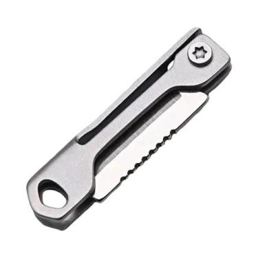 Imagem de Canivete Mini Dobrável Prateado Compacto Com Pingente De Chaveiro, Fác