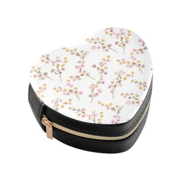 Imagem de Burbuja Caixa de joias rosa em forma de coração, mini estojo de joias de viagem para mulheres e meninas, organizador portátil de armazenamento para brincos, anéis, colares e pulseiras