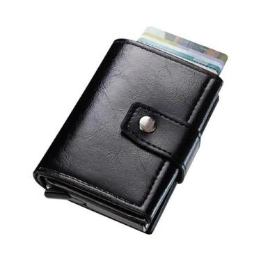 Imagem de Carteira Masculina Retrô De Metal Com Bloqueio RFID, Porta-Cartões Min