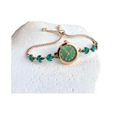 Imagem de Relógio De Quartzo Feminino Com Trevo De Três Folhas Cravejado De Diam
