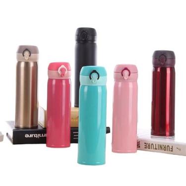 Imagem de Aço inoxidável dupla parede térmica copo caneca de viagem garrafa térm