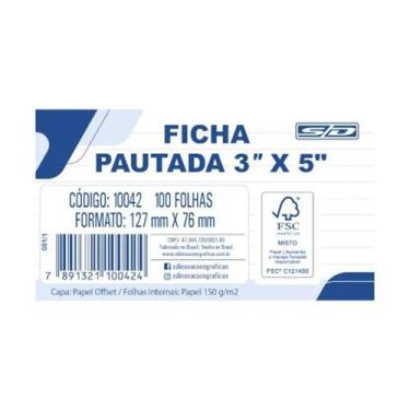 Imagem de Ficha pautada 3x5 com 100 folhas 10042 são domingos - SAO DOMINGOS, BR