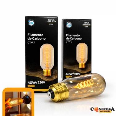 Imagem de Kit 6 Lâmpadas Filamento Carbono T45 40w Retro Vintage E27 Ctb, 220V