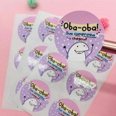 Imagem de 90 Adesivos Agradecimento Flork Oba Sua Comprinha Chegou - Bellarte