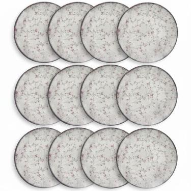 Imagem de Kit Jogo 12 Pratos Sobremesa Tramontina Floralis Porcelana 19 cm