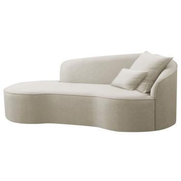 Imagem de Divã Recamier Curvo Sala De Estar Recepção Inglaterra 180cm Lado Esquerdo Bouclé Cor Br...