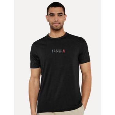 Imagem de Camiseta Tommy Hilfiger Masculina Stack Center Brand Love Print Preta-Masculino