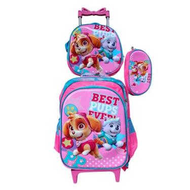 Imagem de Kit Mochila Patrulha Canina em 3D com Rodinhas + Lancheira Térmica + E