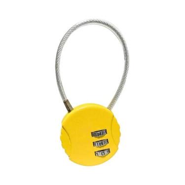 Imagem de Cadeado De Combinação De Três Dígitos Com Cabo De Aço Redondo Para Mal