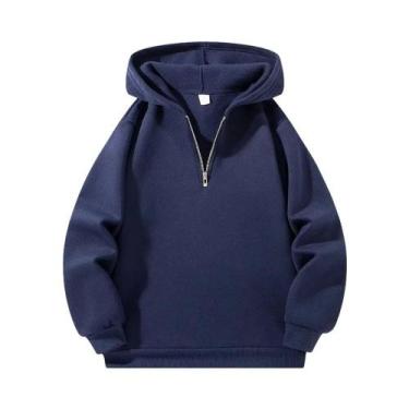 Imagem de Moletom Masculino De Manga Longa Com Capuz E Zíper Frontal, Cor Sólida