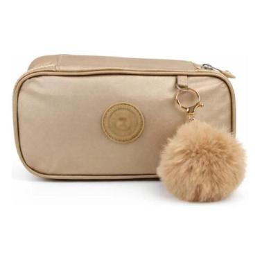 Imagem de Estojo Escolar Feminino Grande Cute Aesthetic com Pompom Porta Caneta 