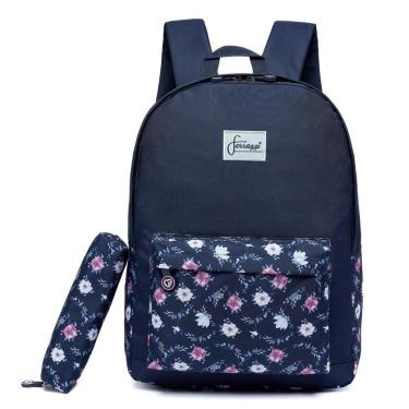 Imagem de Kit Mochila E Estojo Feminina Escolar Faculdade Notebook-Feminino