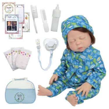 Imagem de Bebê Reborn De Silicone Cabelo Implantado Fio a Fio Completo - Cegonha