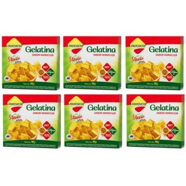 Imagem de Kit 6 Gelatina Pó Diet C/ Stevia Plus Maracuja Lowçucar 10gr