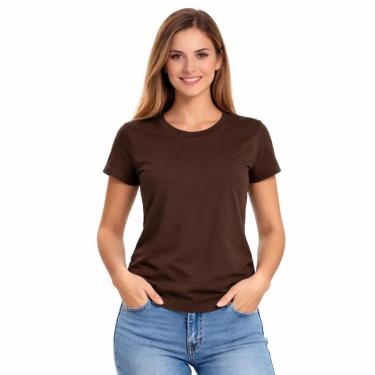 Imagem de Camiseta Feminina Algodão Básica Casual Confortável Dia a Dia-Feminino