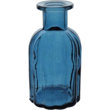 Imagem de Vaso Decorativo Enfeite Casa Garrafa Home&co Vidro 14x7x7cm Azul - HOM