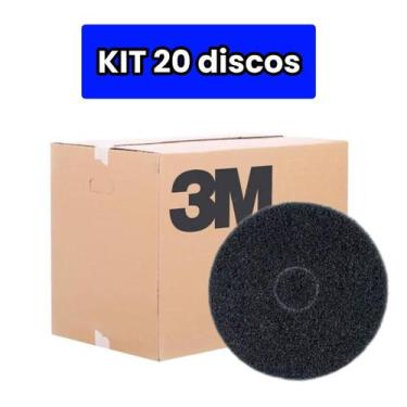 Imagem de kit 20 Discos Limpadores preto 410mm Enceradeira Scotch-brite 3m