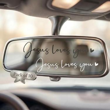 Imagem de Alpacastore Adesivo Jesus Love You Espelho Retrovisor Garrafa de Água Adesivo Lembrete de Afirmação Adesivo Laptop Bumper Tumbler Vinil Decalque Espelho de Carro Novo Decoração de Carro Pacote com 10