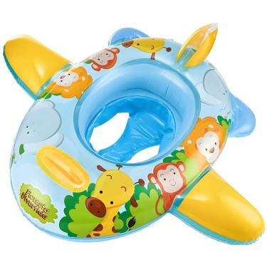 Imagem de Boia Bote Infantil Avião Floresta Divertida para Praia e Piscina Verde Dm Toys