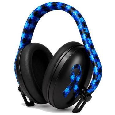 Imagem de Abafador para crianças TEA preto de 14 db com arco colorido azul - Col