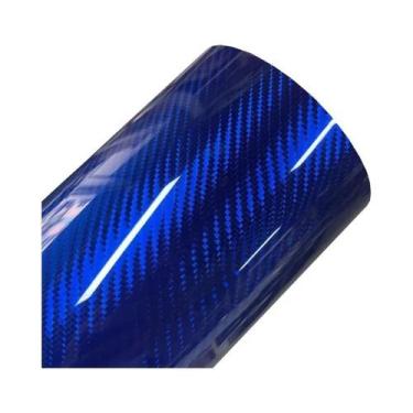 Imagem de Filme Vinílico PET Cromado Azul De Fibra De Carbono Com Alto Brilho, A