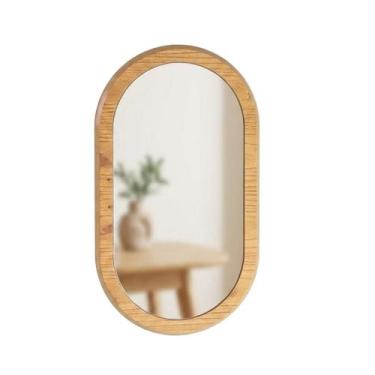 Imagem de Espelho nisus oval base em madeira mdf laminado horizontal ou vertical