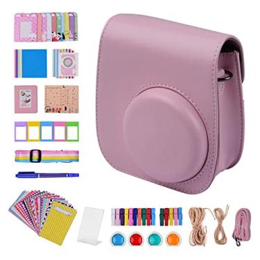 Imagem de Kit de conjunto de acessórios para 12 em 1 câmera instantânea compatível com Fujifilm Instax Mini 11 incluindo bolsa para câmera/alça para câmera/álbum de fotos/porta-r/clipes de fotos(cor de rosa)