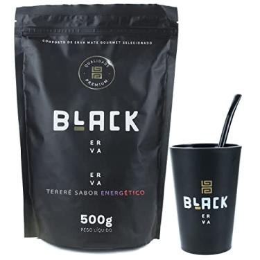 Imagem de KIT COMPLETO CUIA COPO TERERÉ + BOMBA EPOX PRETA 19CM + BLACK ERVA 500G (Energético)