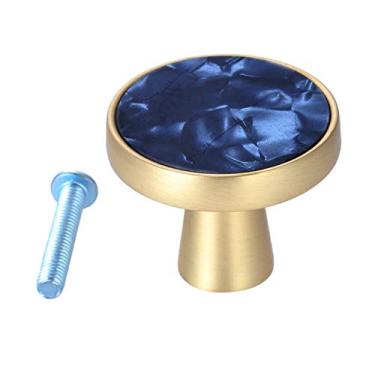 Imagem de Teste padrão de mármore Botão de bronze colorido shell brilho puxar Único buraco punho 32mm ouro para gaveta cômoda armário armário hardware YYDFPIIA (Color : 3)